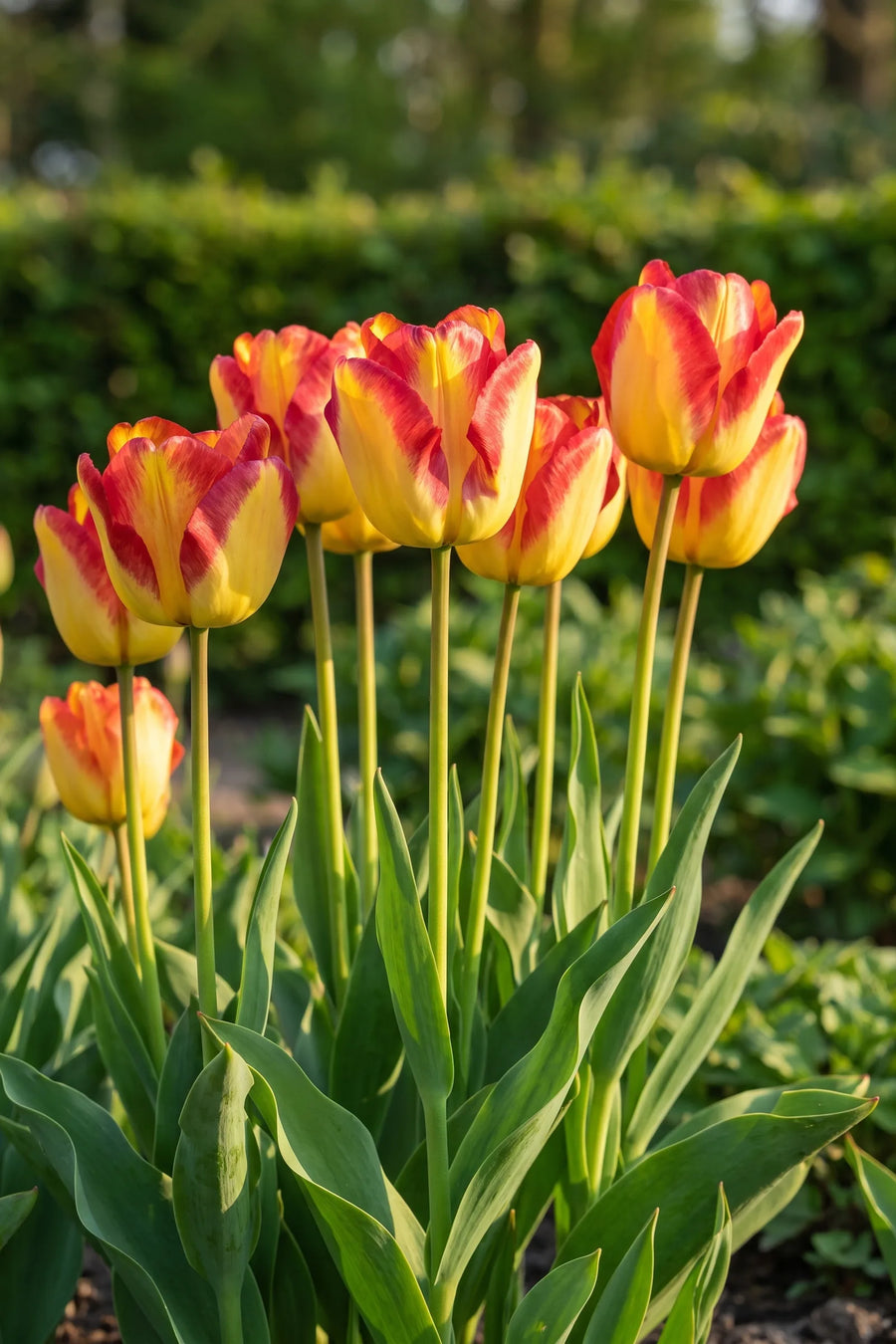 Tulipa Cape Town in bloei in een voorjaarsborder