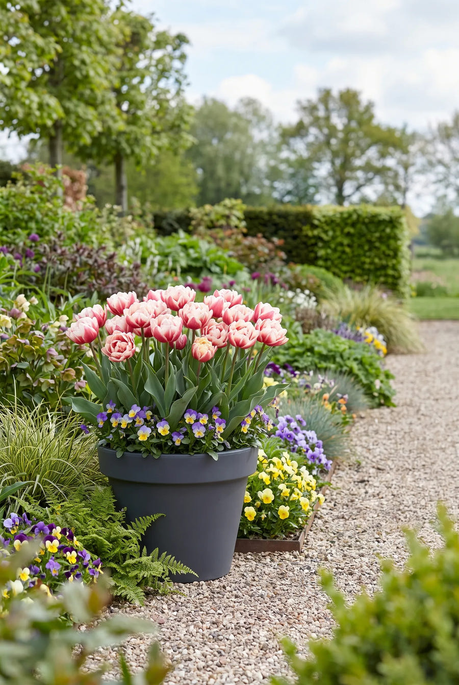 Tulipa Columbus — in pot op terras