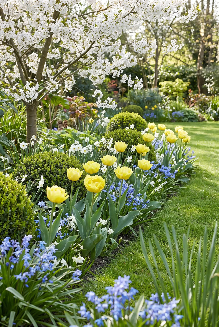 Tulipa Marie Jo — groep in de tuinborder