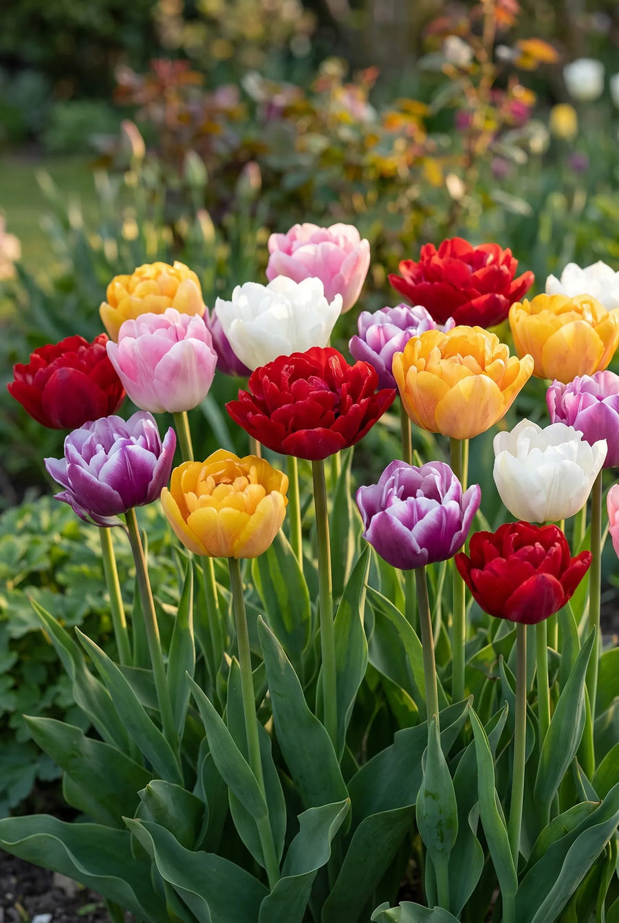 Tulipa Double Early Mixed — in de border