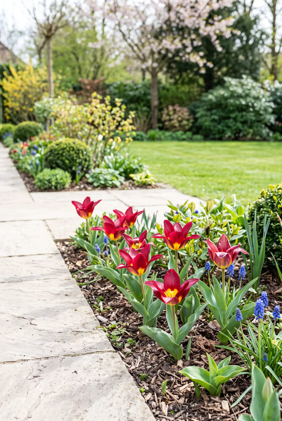 Tulipa Scarlet Baby — in de tuin