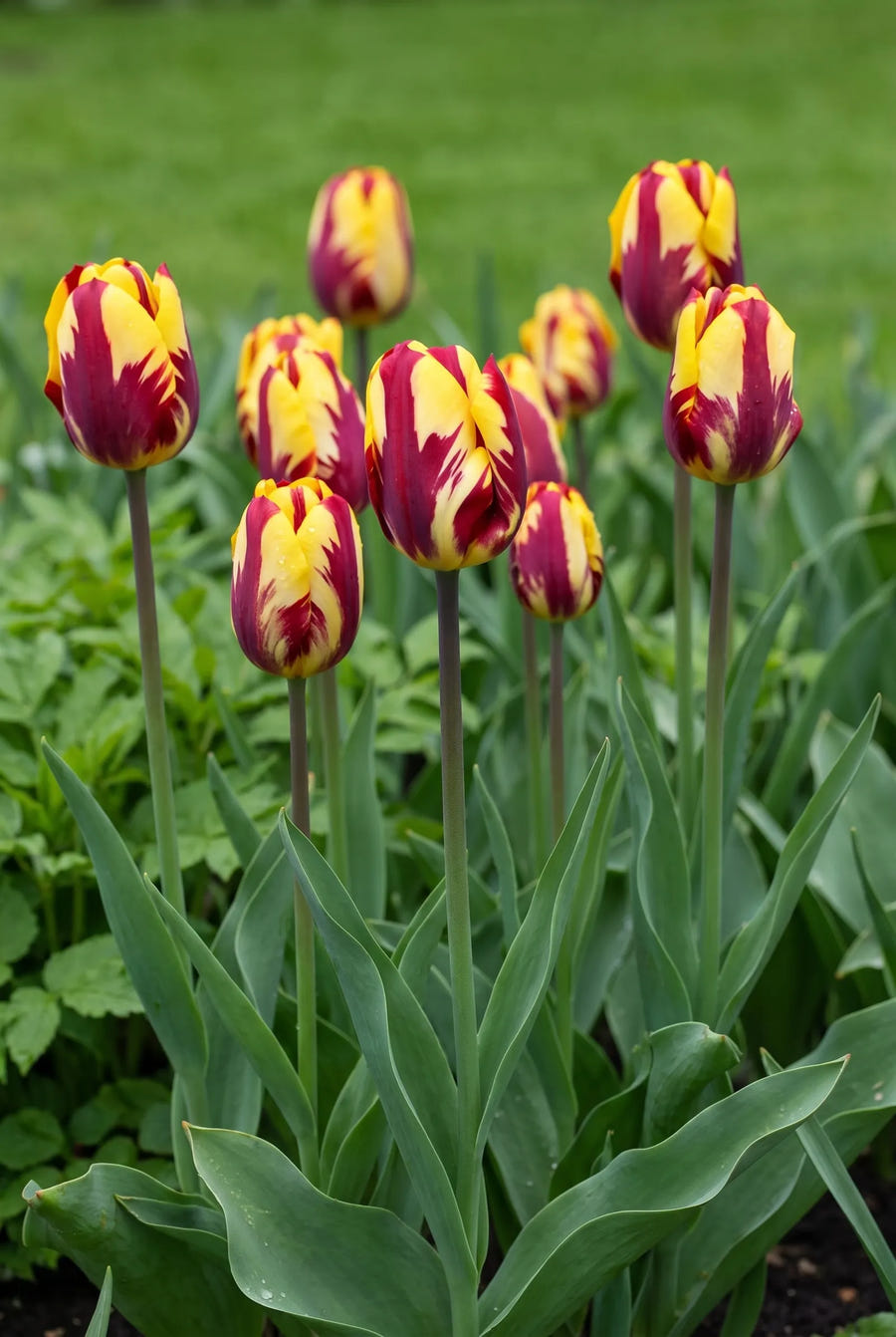 Tulipa Helmar — groep in de tuinborder