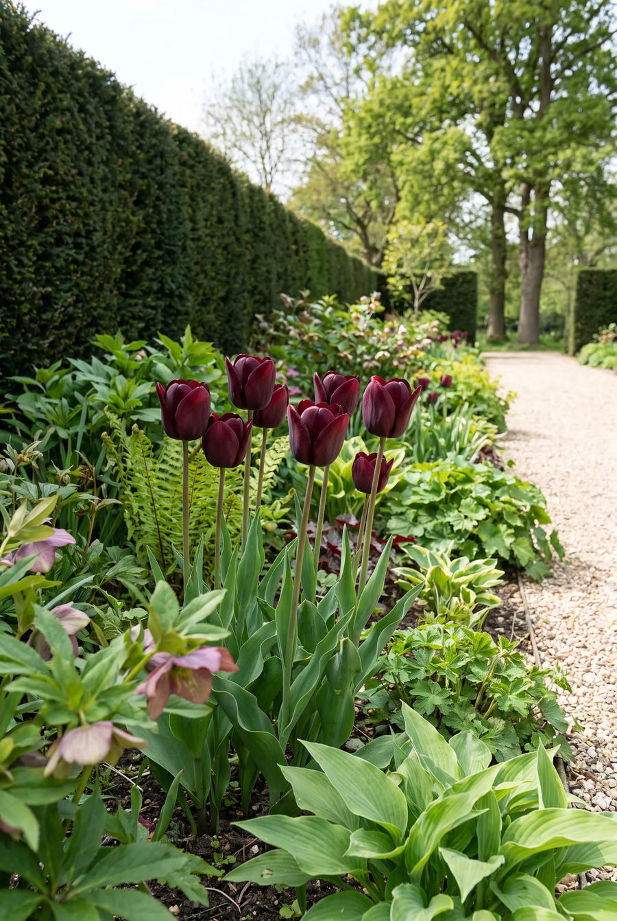 Tulipa National Velvet — in de tuin
