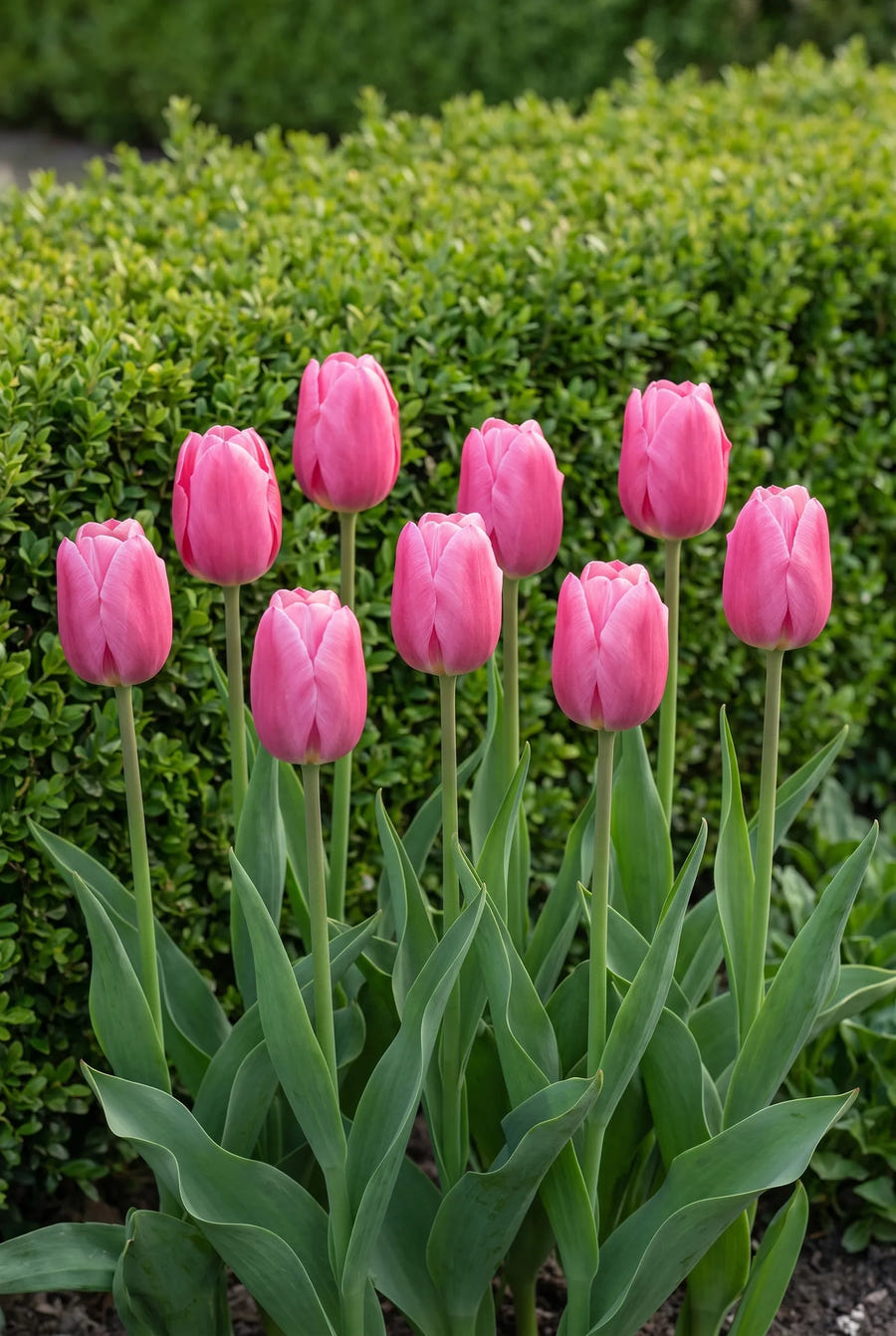 Tulipa Pink Ardour — groep in de tuinborder