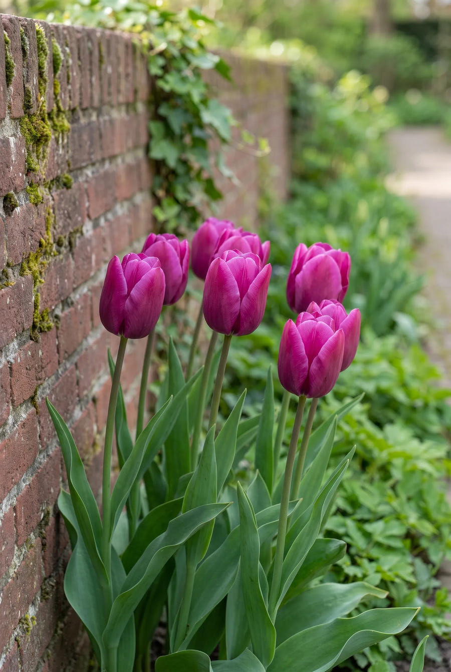 Tulipa Purple Prince — in de border