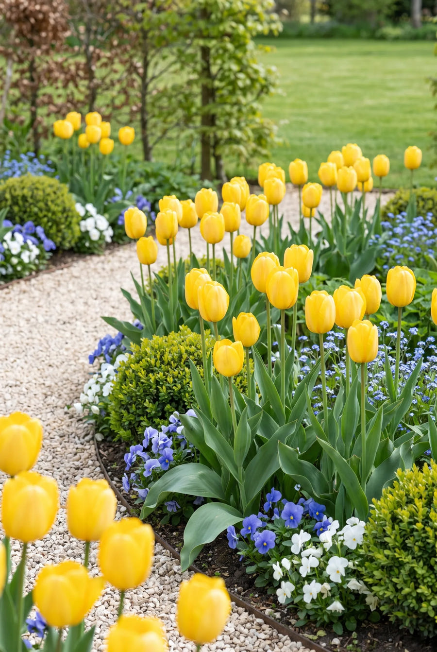 Tulipa Strong Gold — in de border