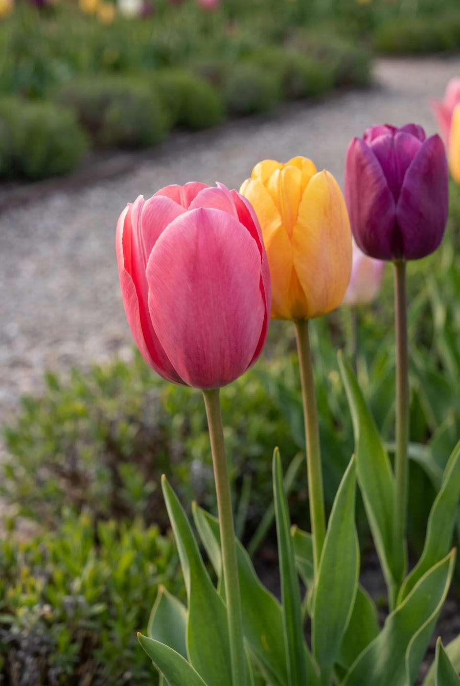 Tulipa Triumph Mixed — close-up van de bloem