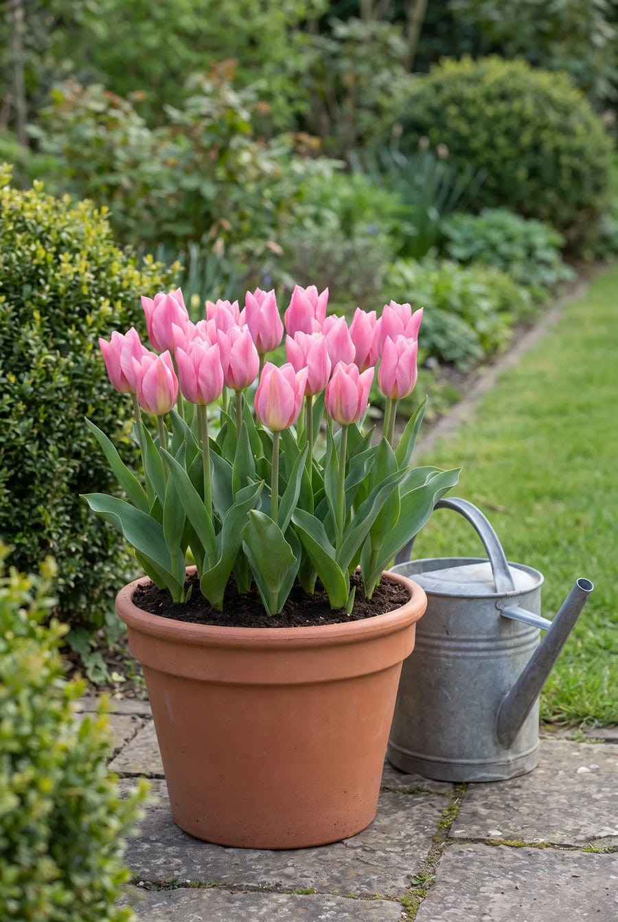 Tulipa Albert Heijn — in pot op terras