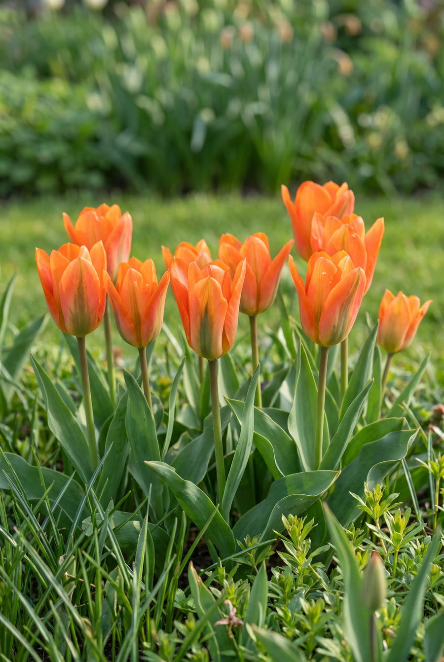 Tulipa Orange Emperor — in de border