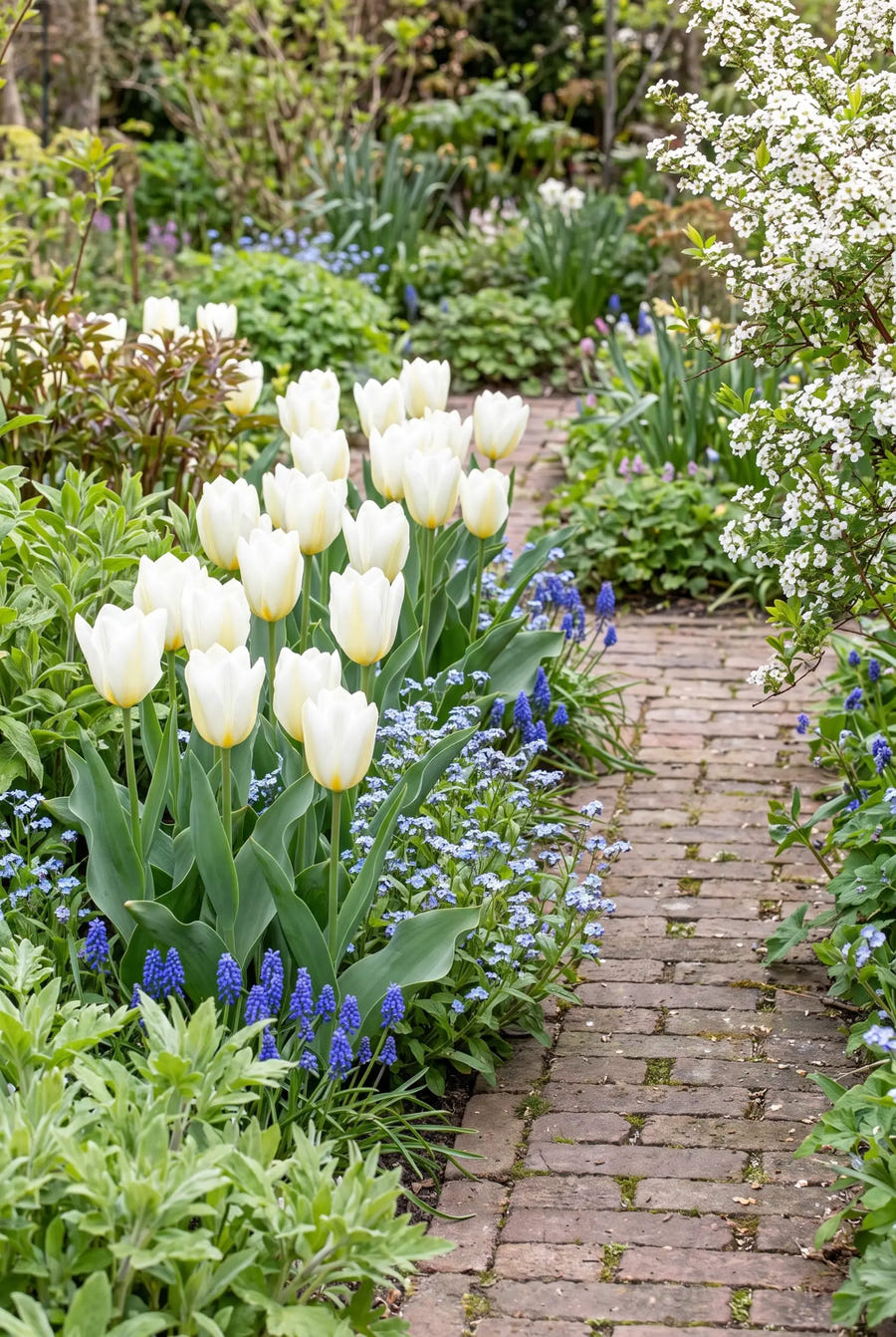 Tulipa Purissima — groep in de tuinborder
