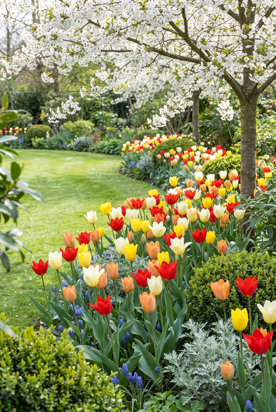 Tulipa Fosteriana Mix — groep in de tuinborder