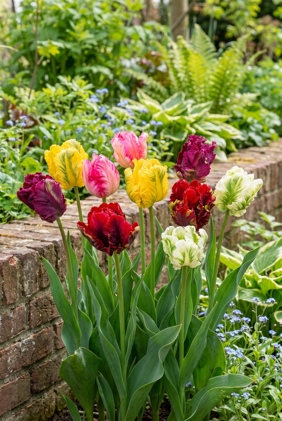 Tulipa Parrot Mixed — in de border