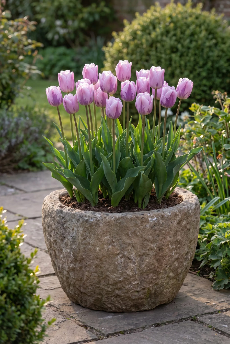 Tulipa Light and Dreamy — in pot op terras