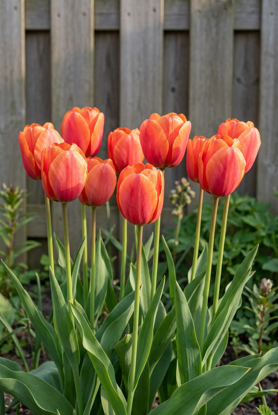 Tulipa Miss Brandy — groep in de tuinborder