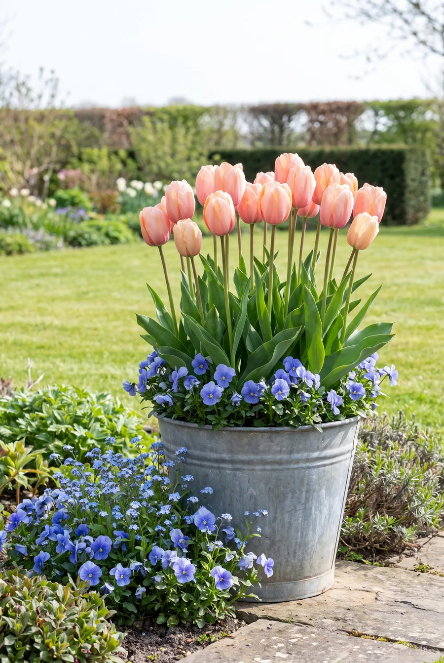 Tulipa Salmon Impression — in pot op terras