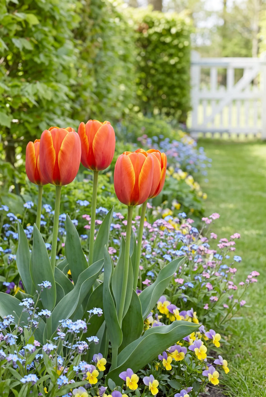 Tulipa World's Favourite in de border