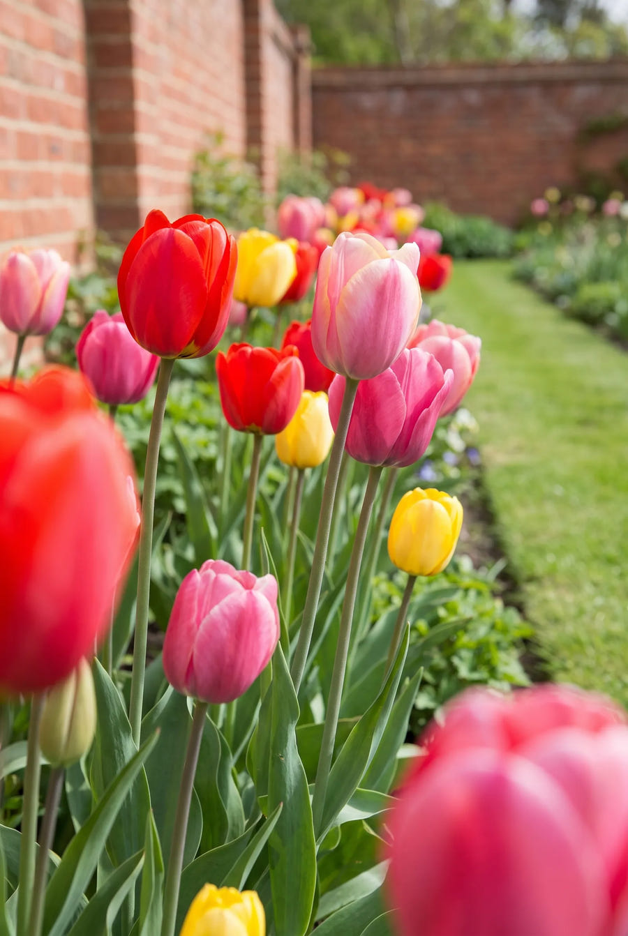 Tulipa Darwin Hybrid Mixed in de tuin