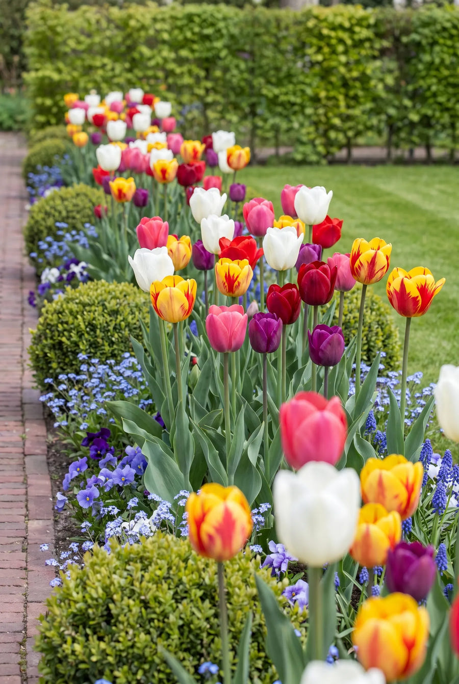 Tulipa Single Late Mixed in de border