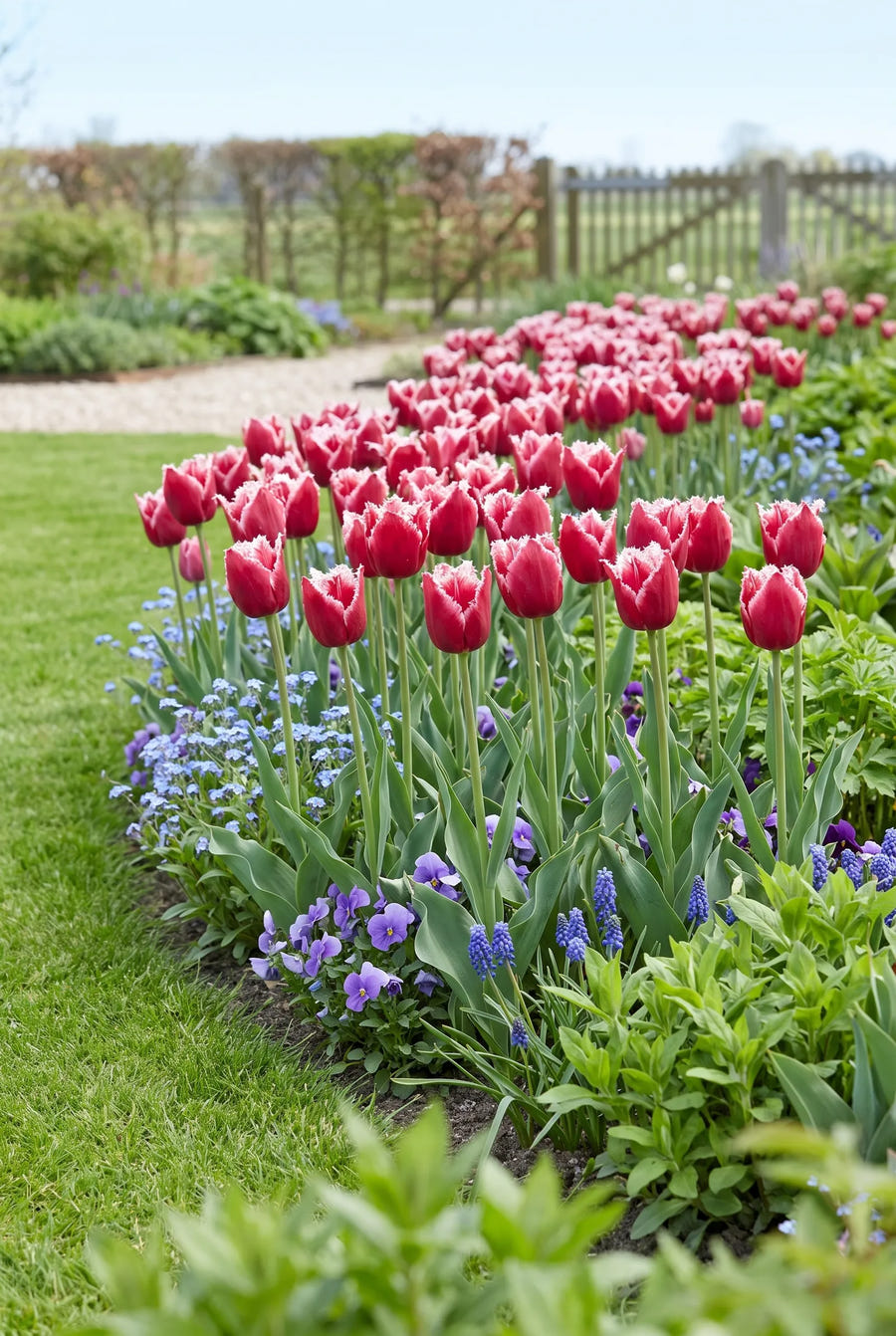 Tulipa Canasta groep in de tuinborder