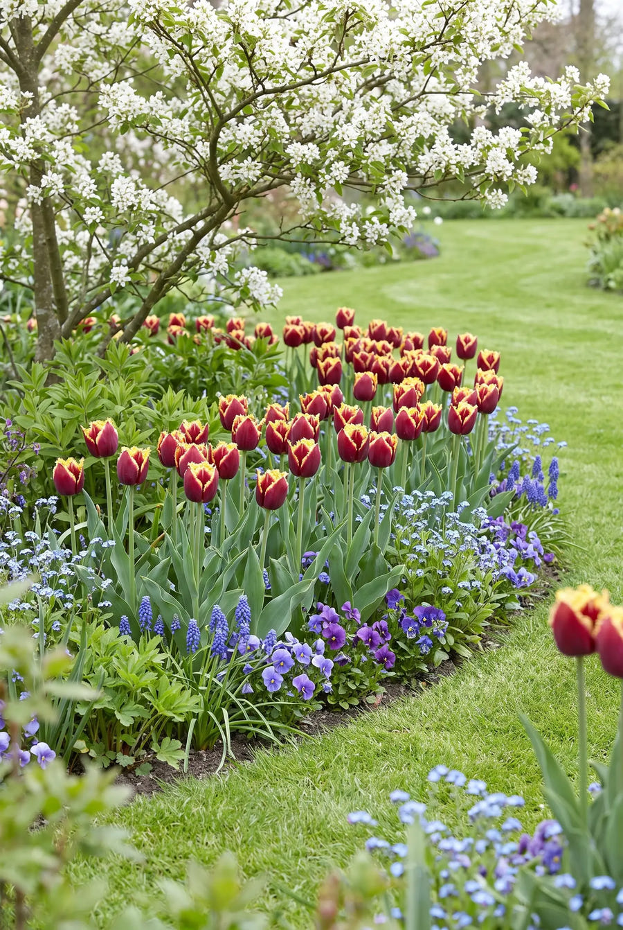 Tulipa Mercure — groep in de tuinborder