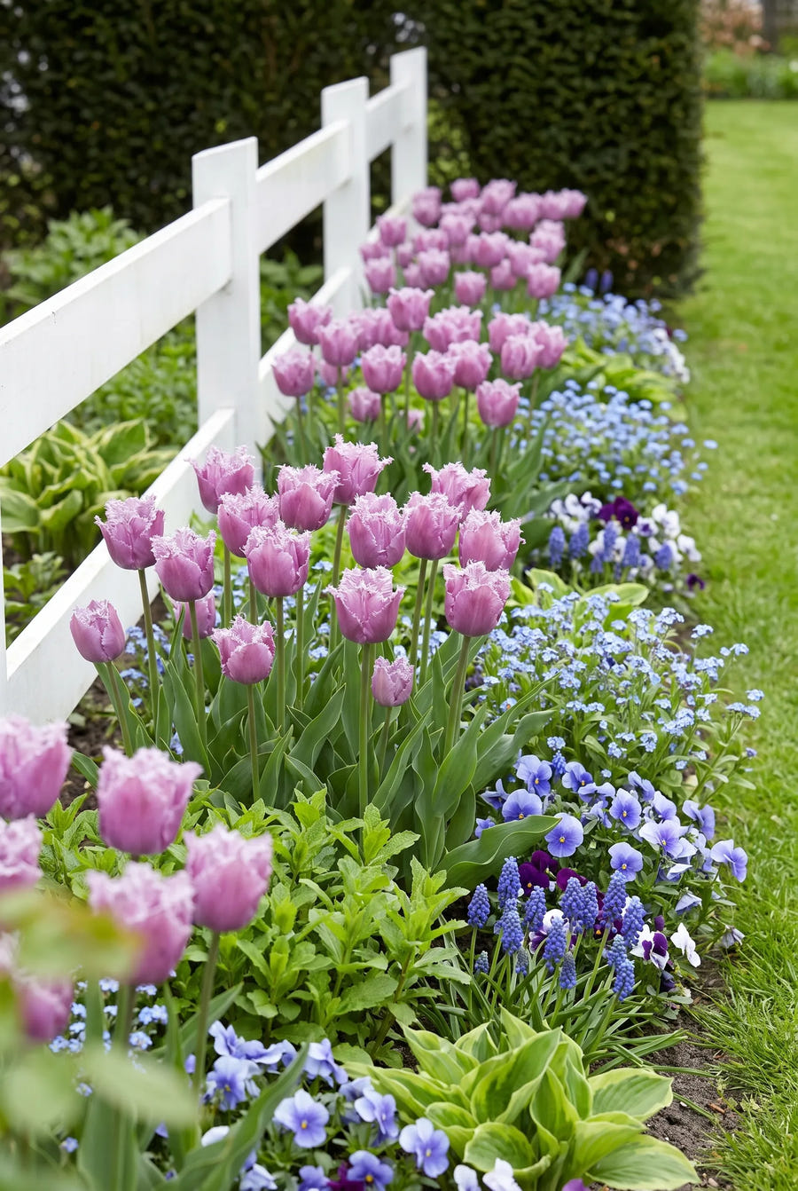 Tulipa Lilac Frizzle — groep in de tuinborder