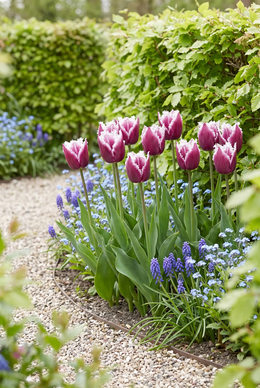 Tulipa San Martin — groep in de tuinborder