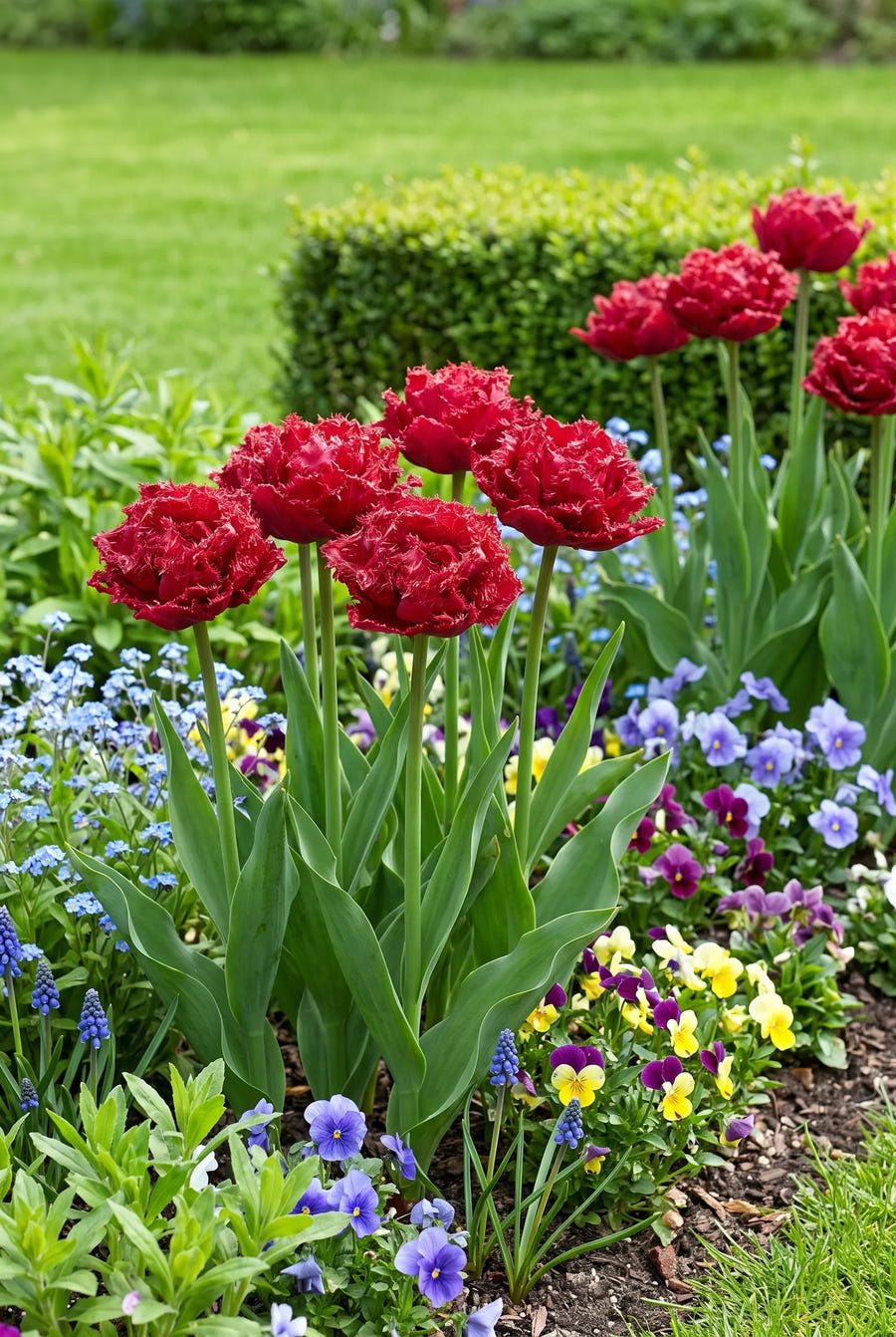 Tulipa Quatar — groep in de tuinborder