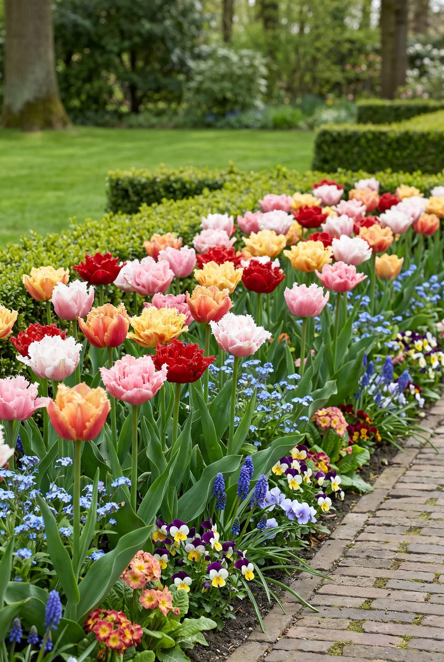Tulipa Crispa Double Mixed — in de border