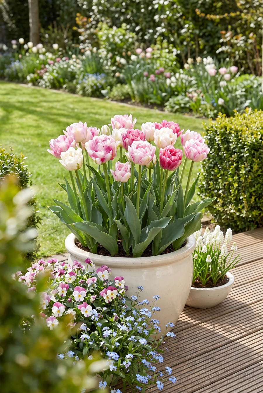 Tulipa Double Shake — in pot op terras