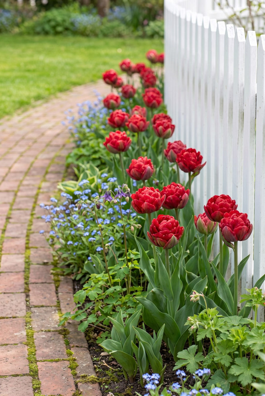 Tulipa Ice Cream Strawberry — als groep in de tuin