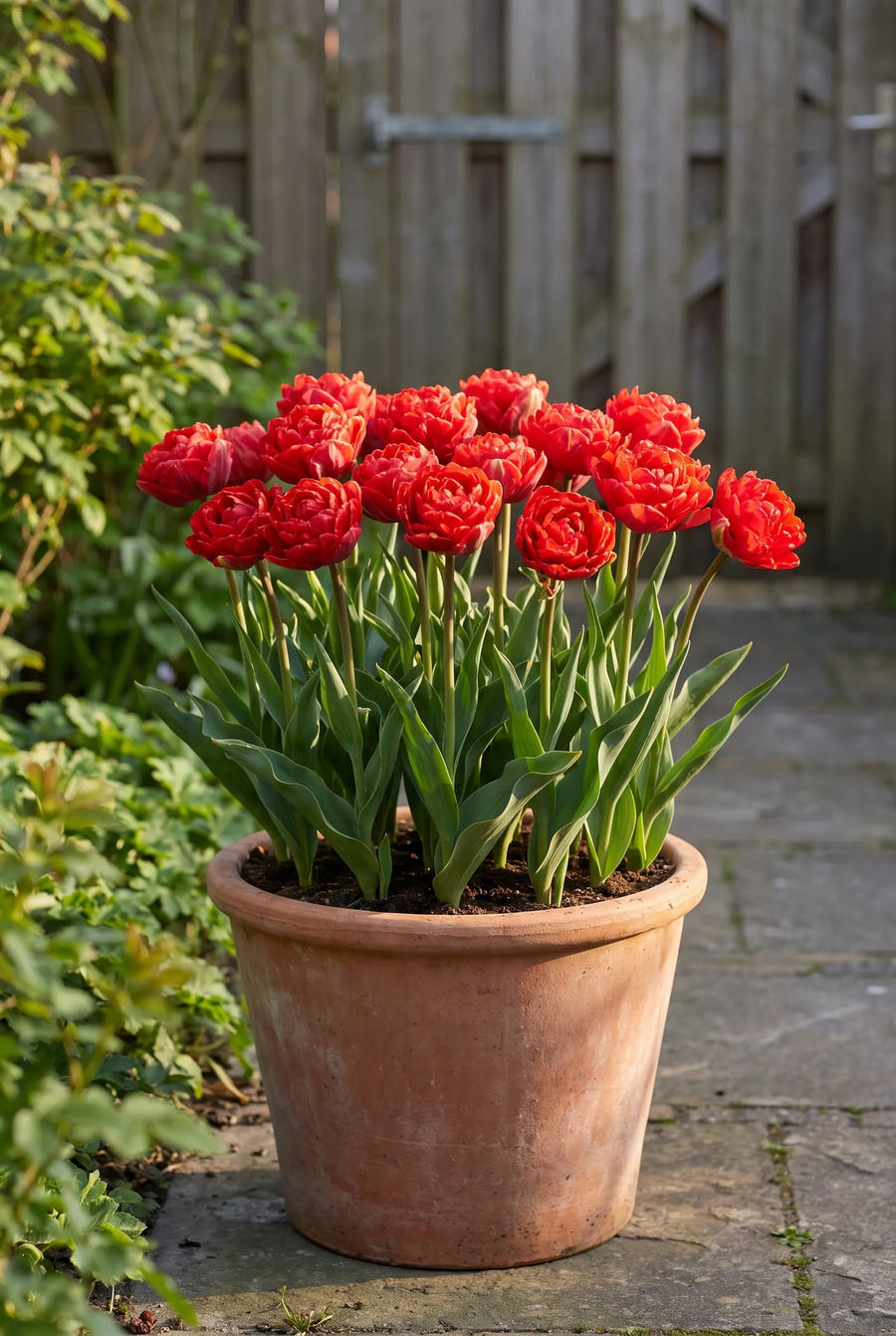 Tulipa Pamplona — in pot op terras