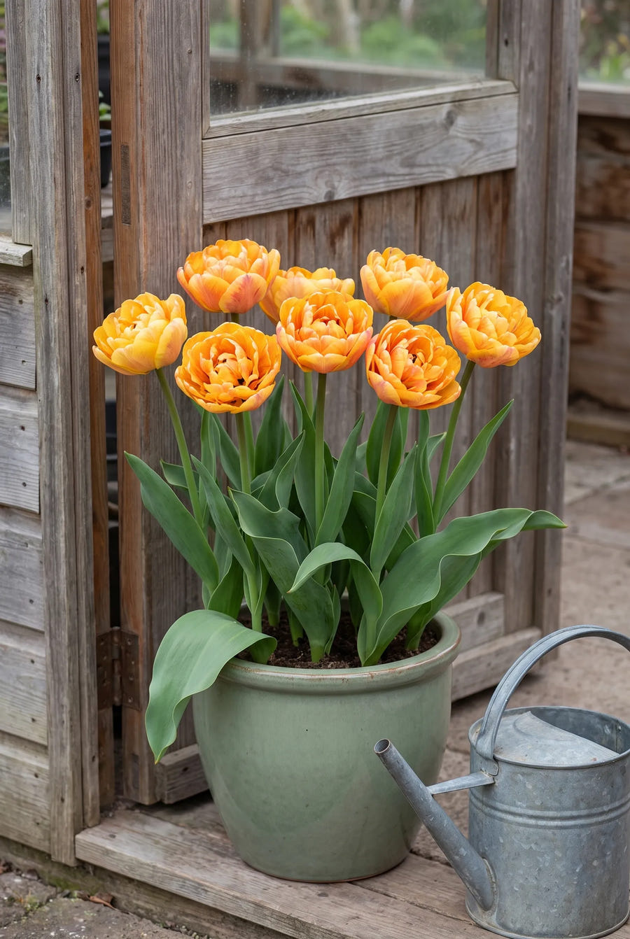 Tulipa Sunlover — in pot op terras