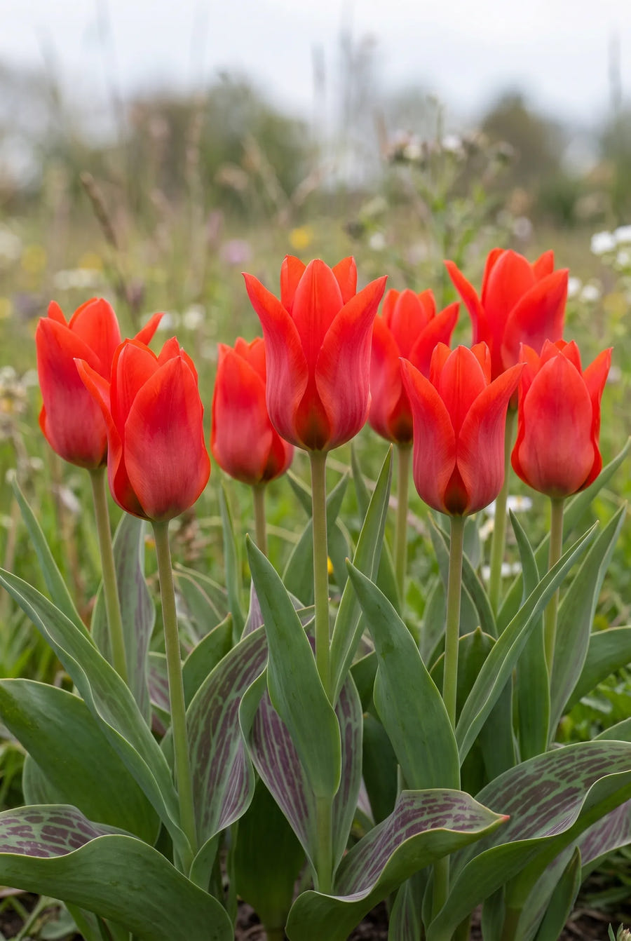 Tulipa Red Riding Hood — groep in de tuinborder
