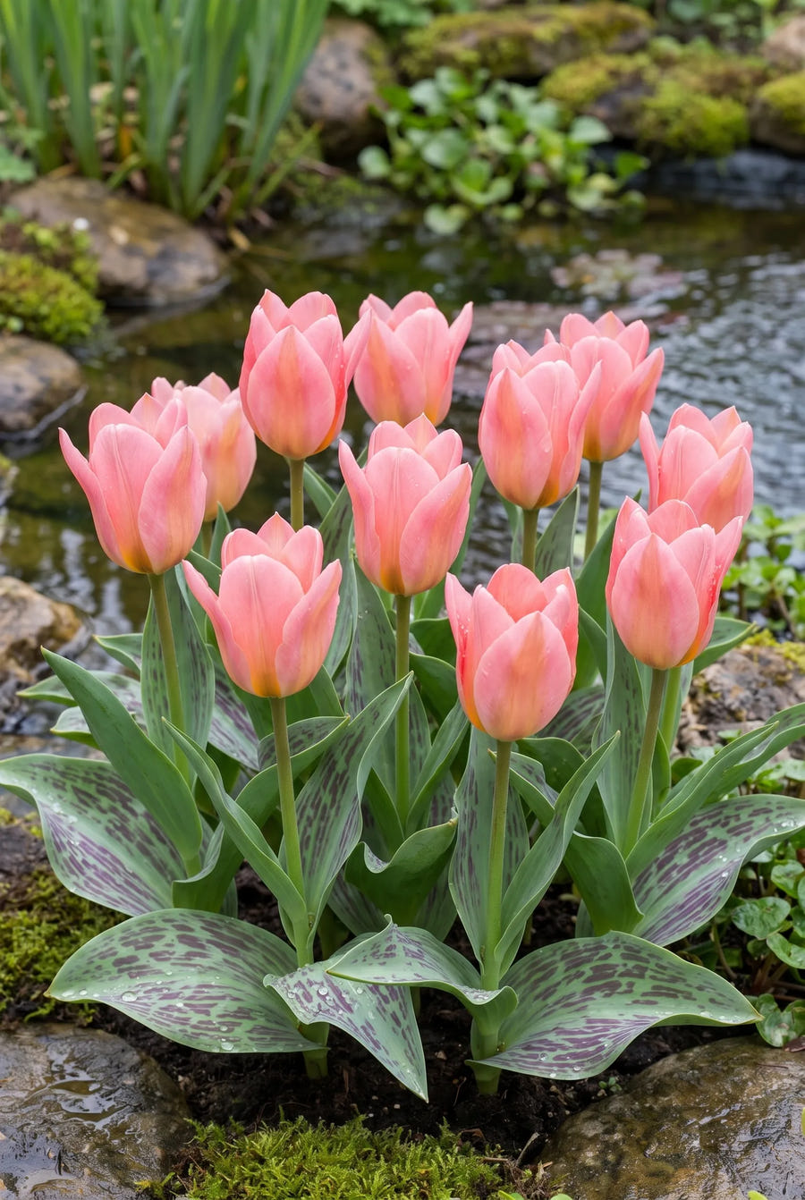 Tulipa Sweet Lady — groep in de tuinborder