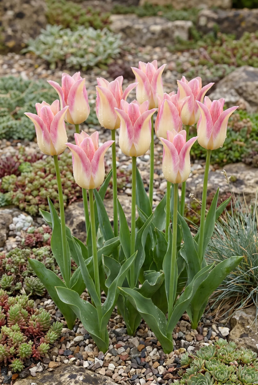 Tulipa Elegant Lady — groep in de tuinborder