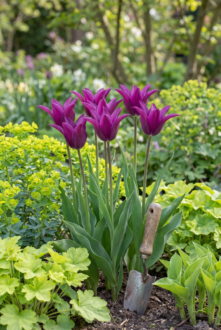 Tulipa Purple Dream — in de border