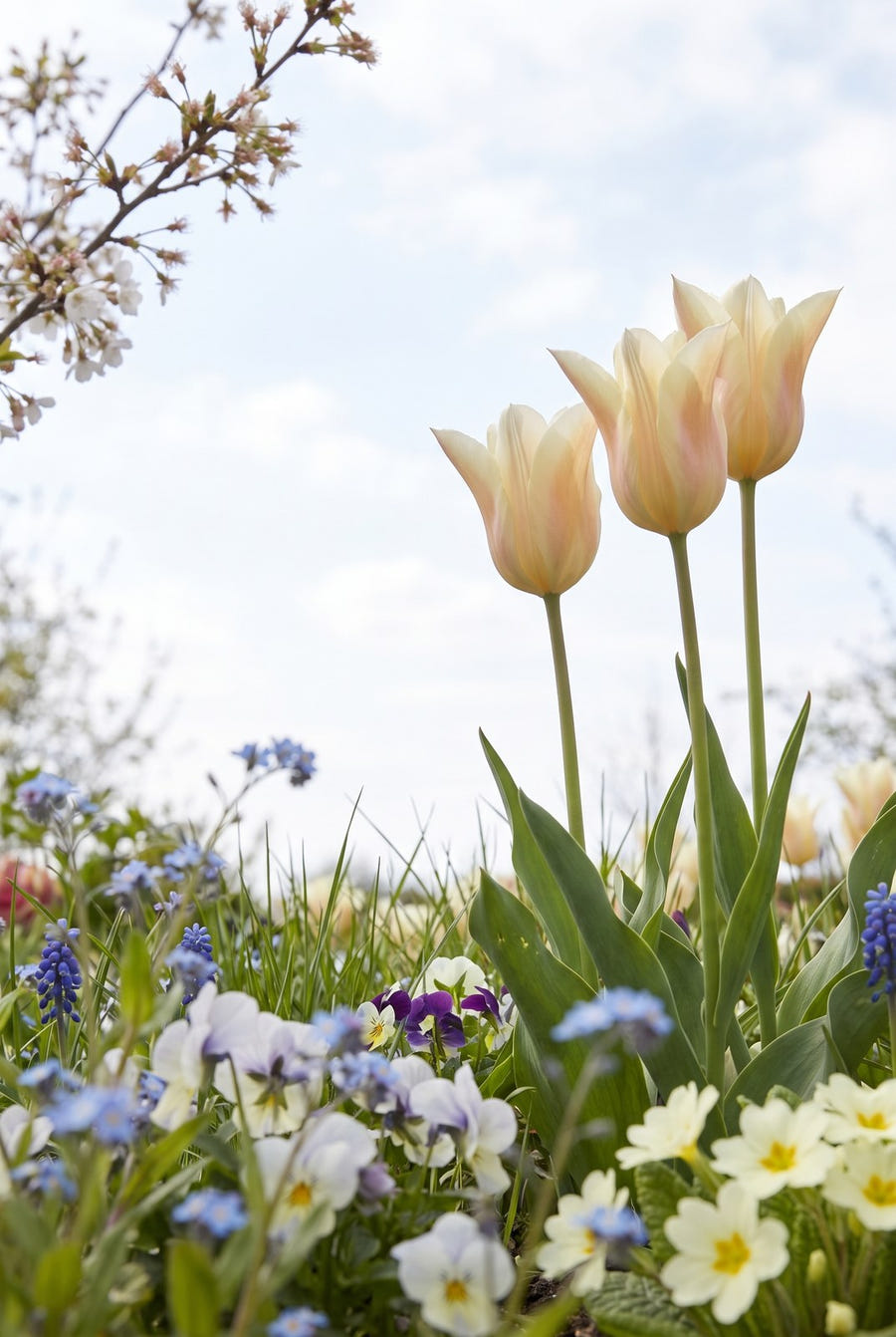 Tulipa Sanne — van onderaf gezien