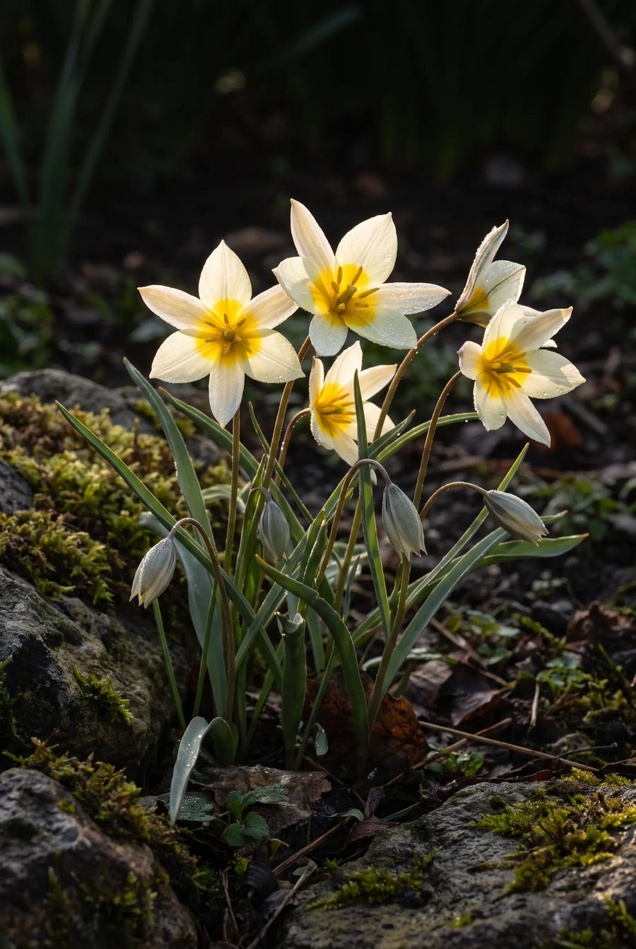 Tulipa Turkestanica — in de tuin