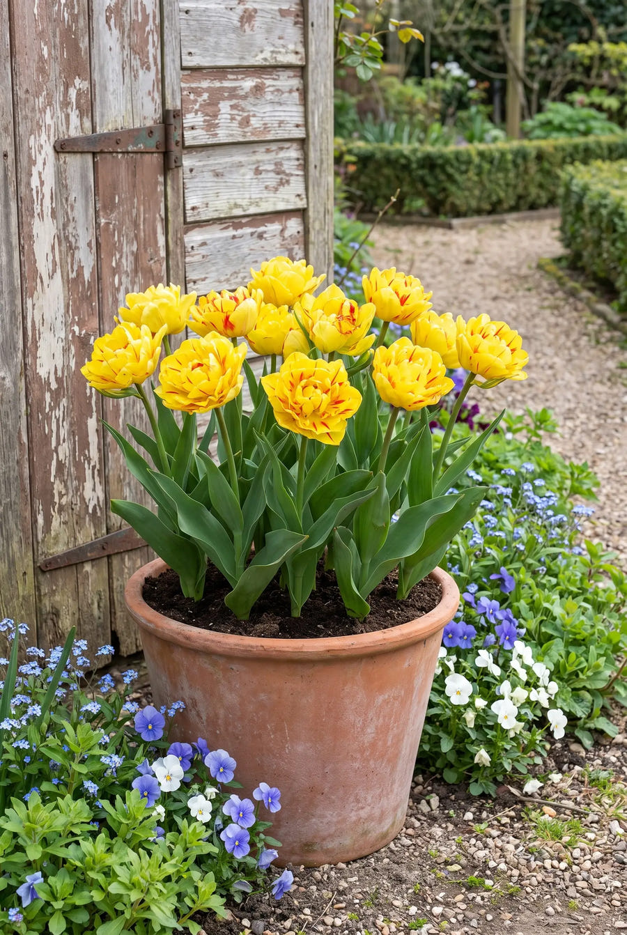 Tulipa Aquilla — in pot op terras