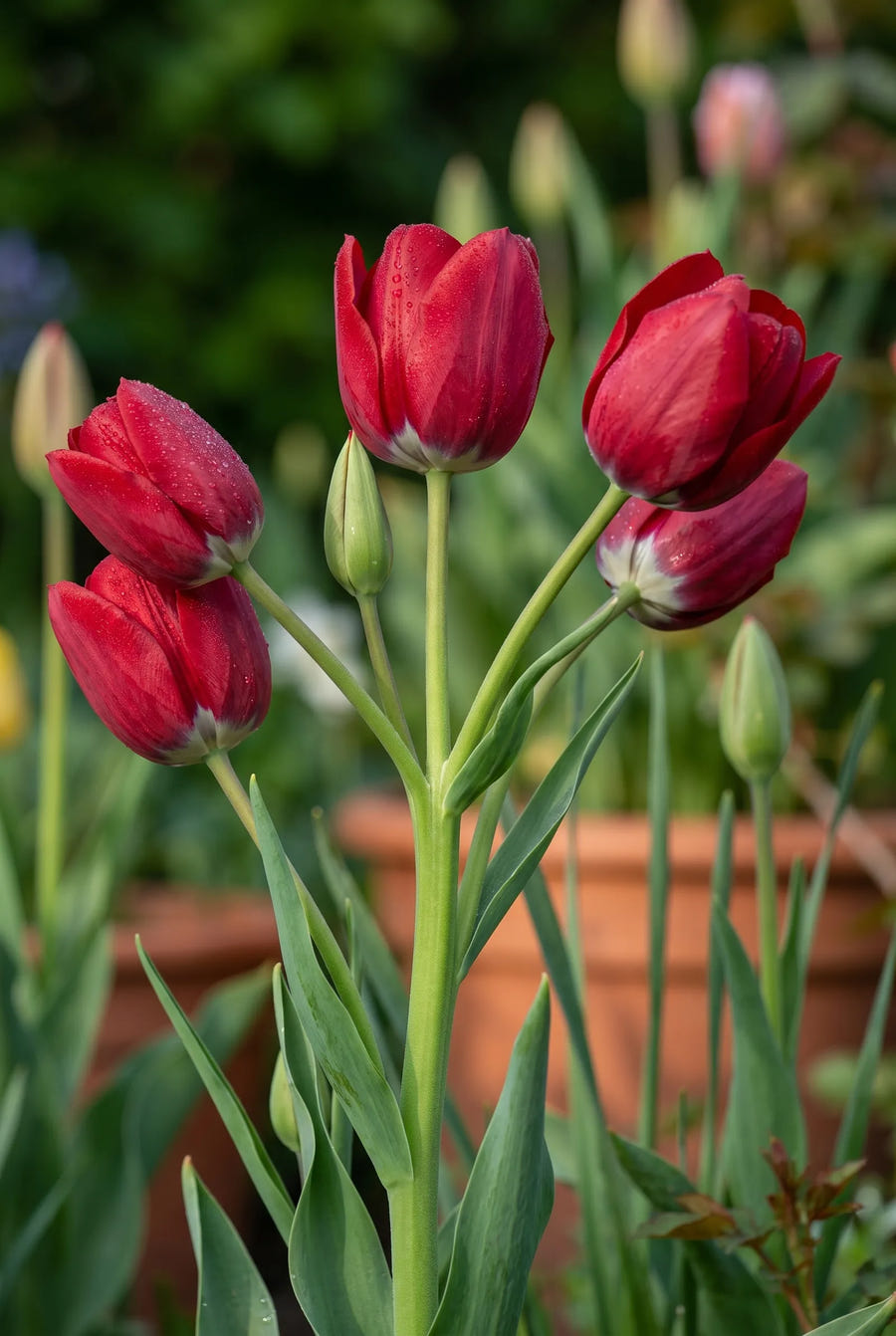 Tulipa Fiery Club — close-up van de bloem