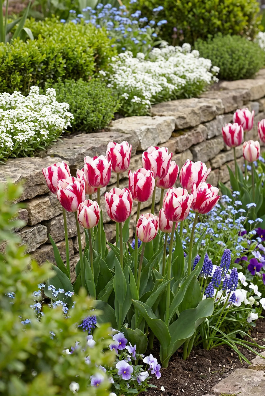 Tulipa Flaming Club — groep in de tuinborder