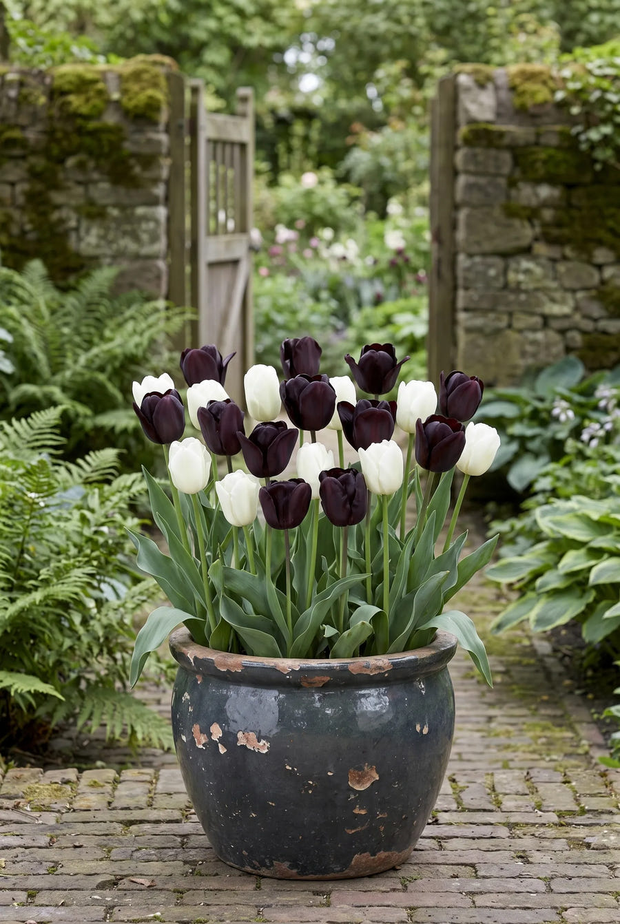 Tulipa Black Jacky — in pot op terras