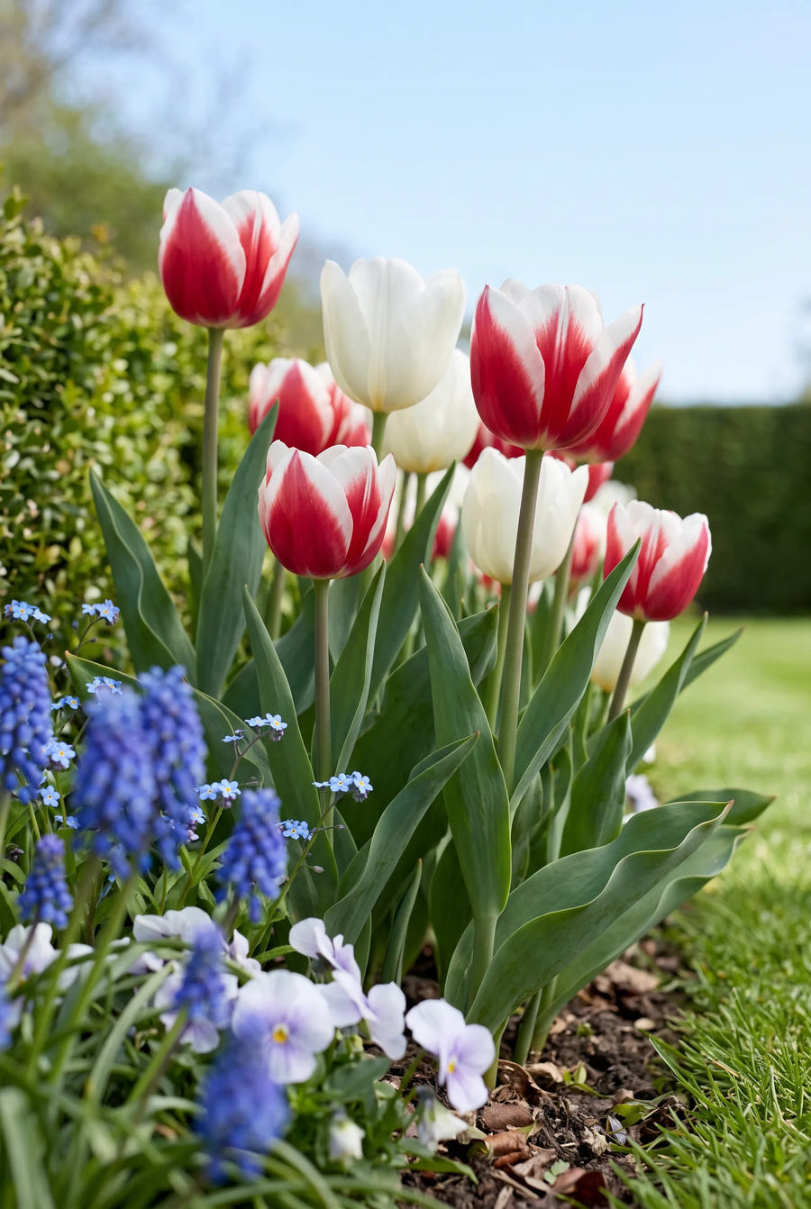 Tulipa Red Snow — in de tuin