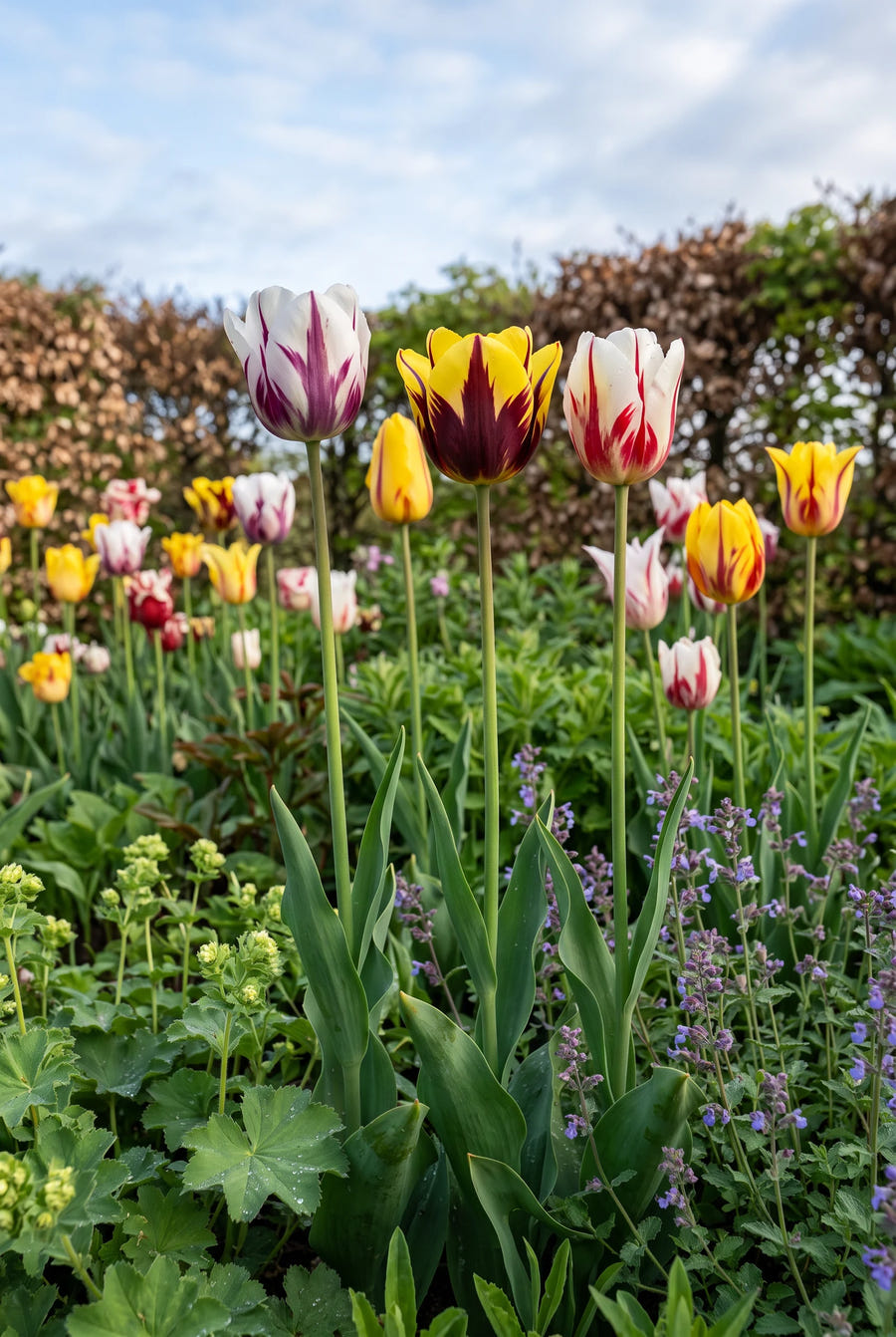 Tulipa Rembrandt Mixed — in de border