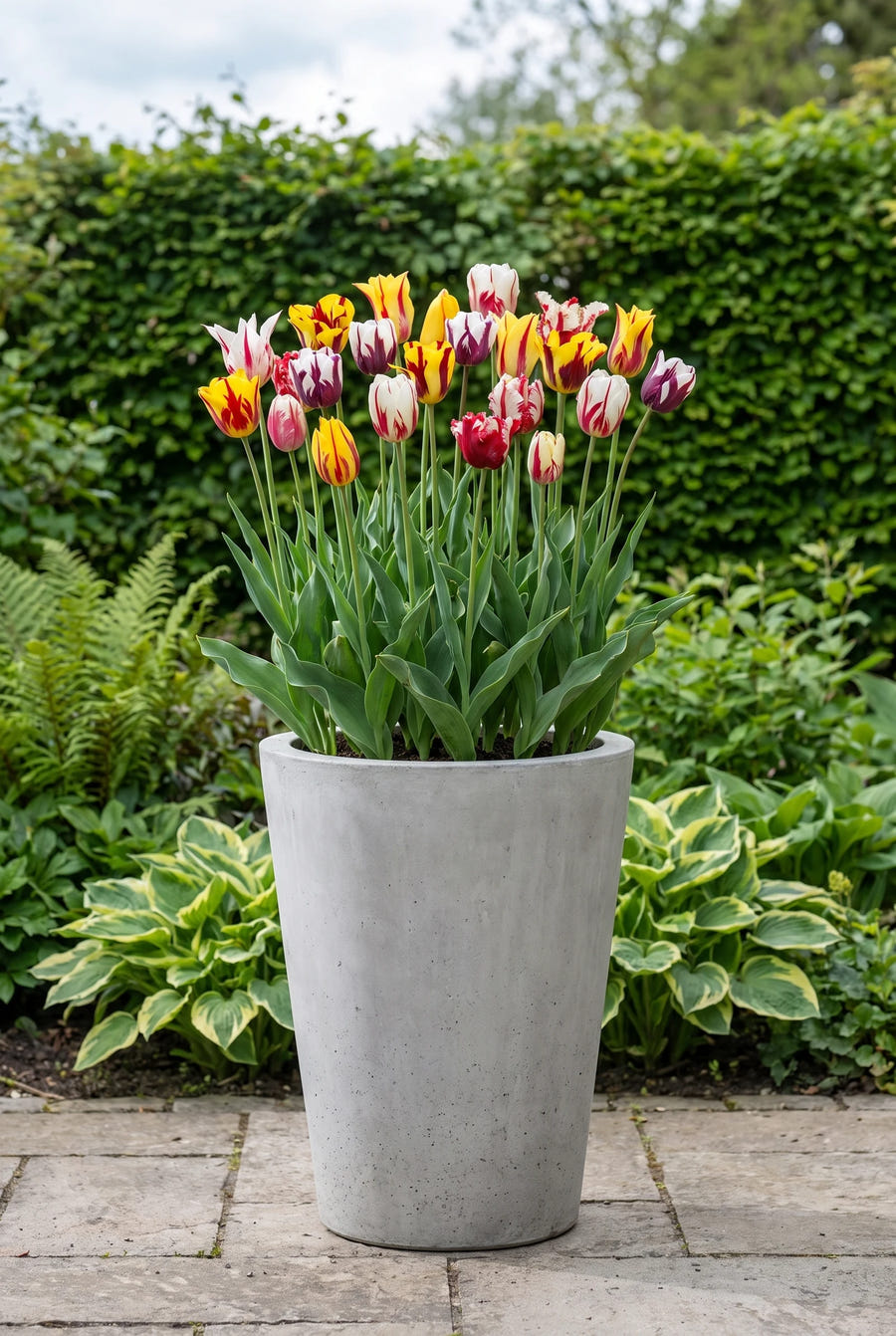 Tulipa Rembrandt Mixed — in pot op het terras