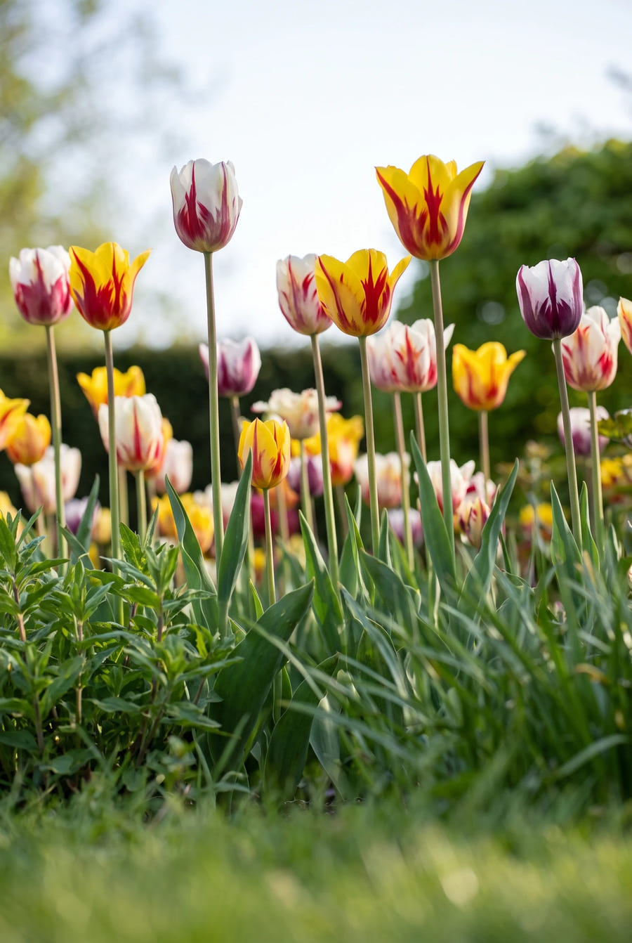Tulipa Rembrandt Mixed — vanuit een lage hoek