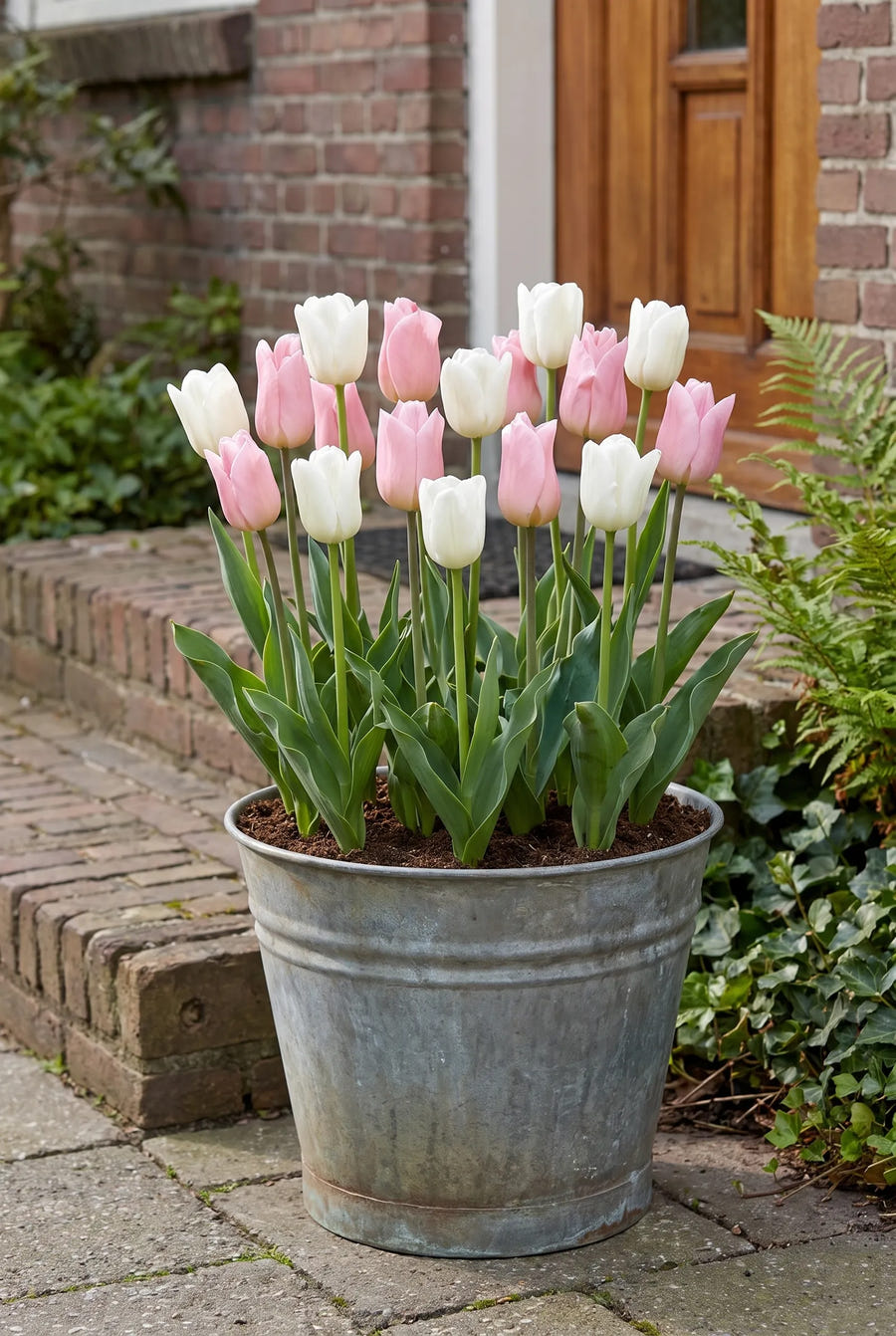 Tulipa Sweet Candy — in pot op terras