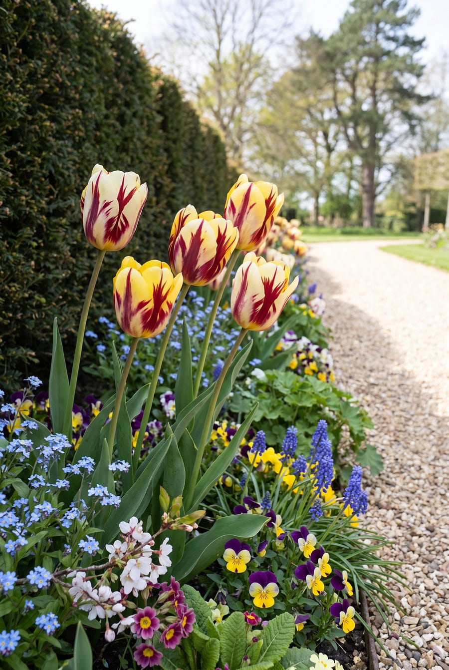 Tulipa Vermeer — in de border