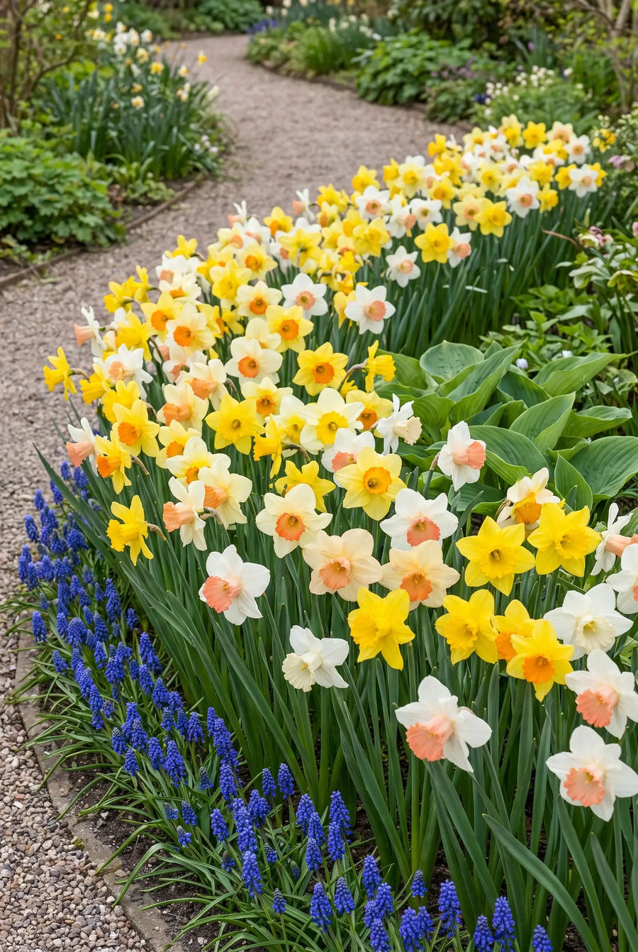 Narcissus All Types Mixed — groep in de tuinborder