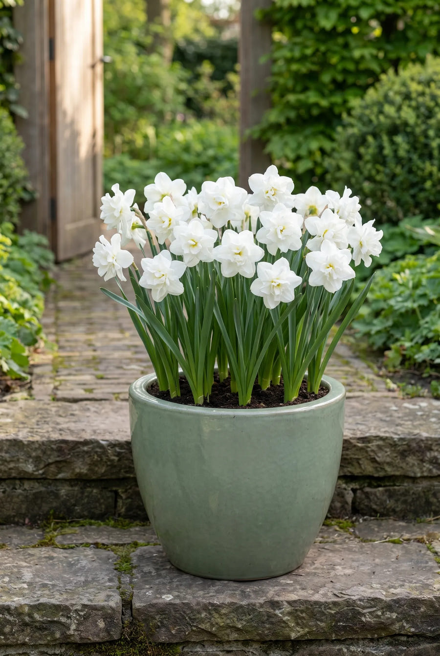 Narcissus Albo Plenus — in pot op terras